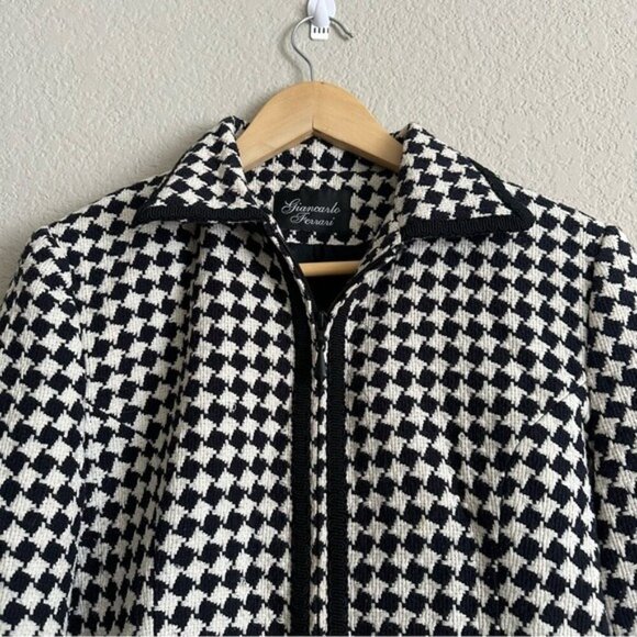 Giancarlo Ferrari Houndstooth Full ZipJacket Size 4 - Picture 2 of 11